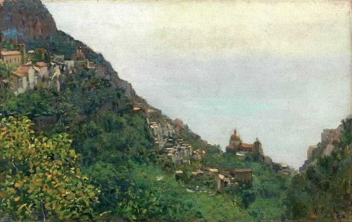 View of Positano by Vincenzo Caprile — hand-painted botanical oil painting reproduction on canvas