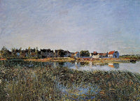 View of Saint Mammes by Alfred Sisley — hand-painted architectural oil painting reproduction on canvas