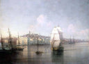 View of seaside town by Ivan Aivazovsky — ships oil painting wall art, Romanticism
