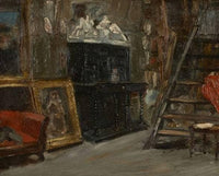View of the artist's studio by Alfred Dehodencq — hand-painted architectural oil painting reproduction on canvas