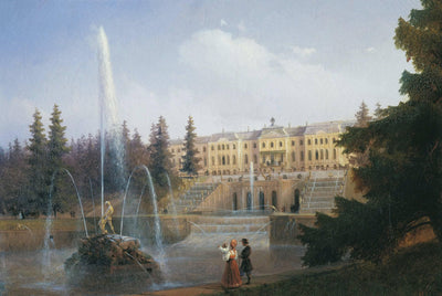View of the Big Cascade in Petergof and the Great Palace of Petergof in home office