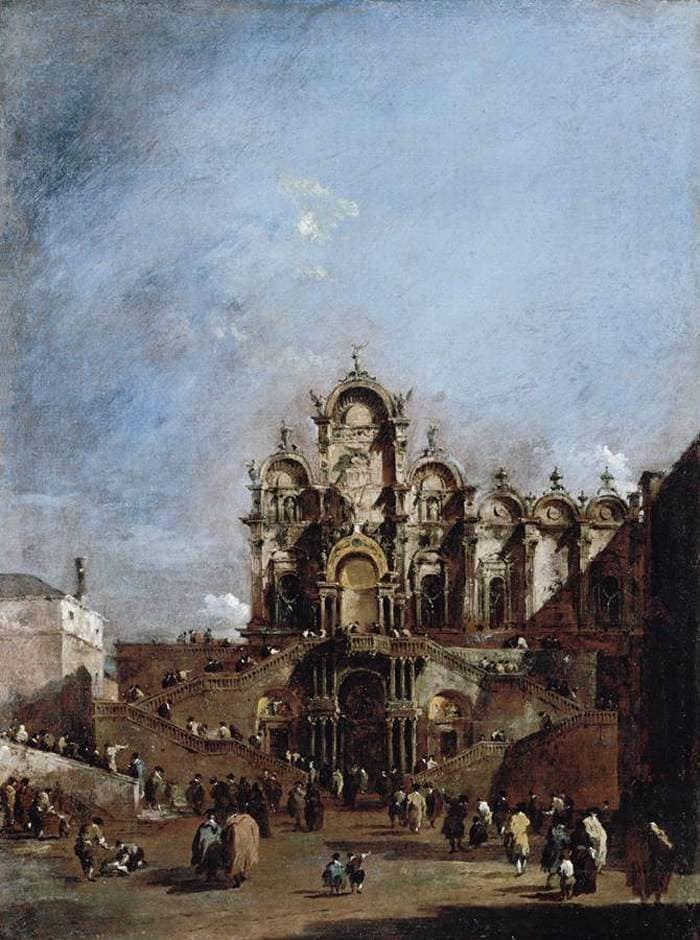 View of the Campo San Zanipolo in Venice by Francesco Guardi — hand-painted architectural oil painting reproduction on canvas