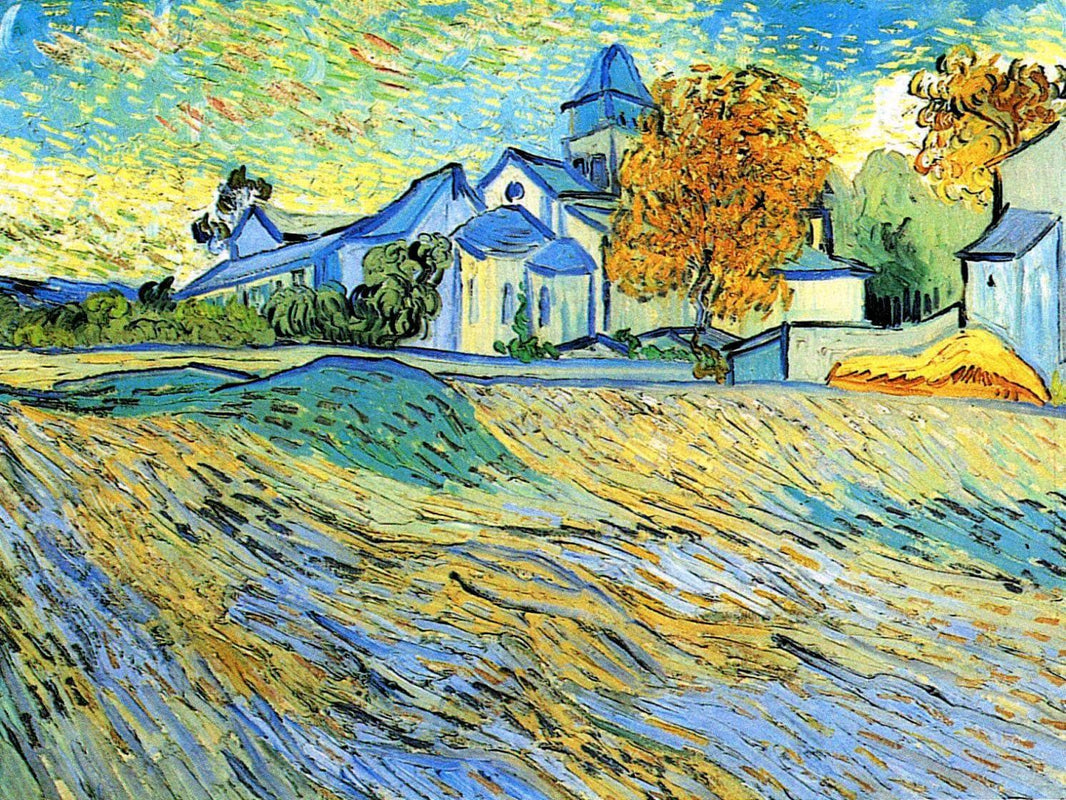 View of the Church of Saint-Paul-de-Mausole by Vincent van Gogh — hand-painted impressionism oil painting reproduction on canvas