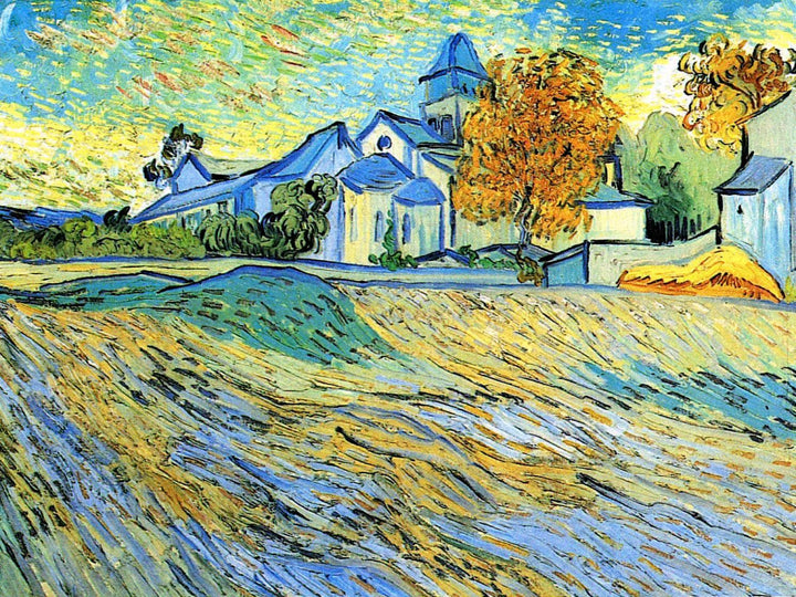 View of the Church of Saint-Paul-de-Mausole by Vincent van Gogh — hand-painted impressionism oil painting reproduction on canvas