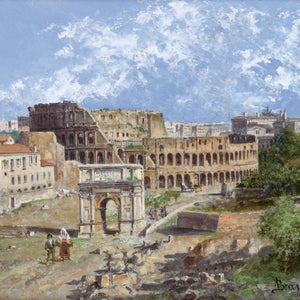 View of the Colosseum and the Arch of Constantine