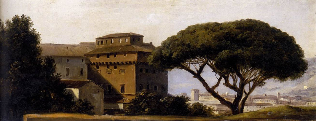 View of the Convent of Ara Coeli with Pines by Pierre-Henri de Valenciennes, hand-painted architectural oil painting reproduction on canvas