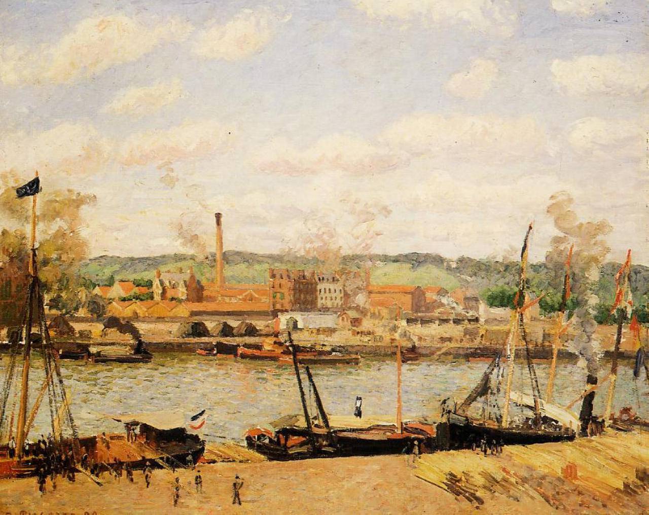 View of the Cotton Mill at Oissel, near Rouen - Camille Pissarro