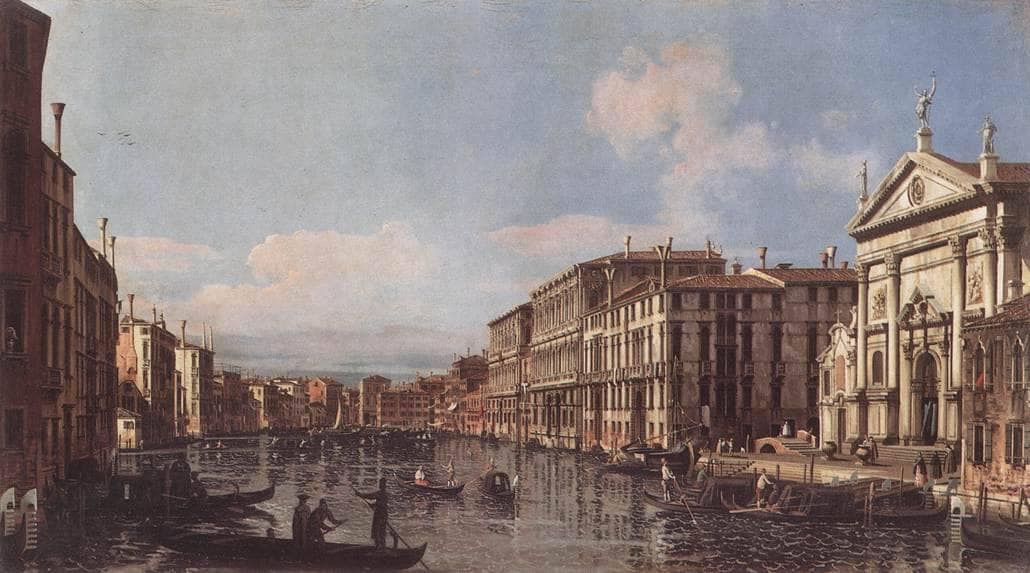 View of the Grand Canal at San Stae by Bernardo Bellotto — hand-painted botanical oil painting reproduction on canvas