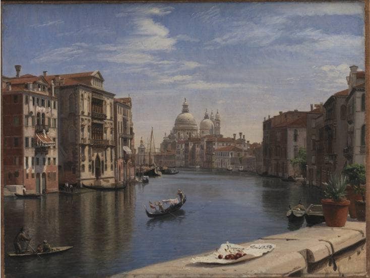 View of the Grand Canal in Venice. In the background S. Maria della Salute