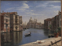 View of the Grand Canal in Venice. In the background S. Maria della Salute by P. C. Skovgaard — hand-painted architectural oil painting reproduction on canvas