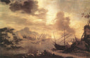 View of the Gulf of Salerno by Salvator Rosa — ships oil painting wall art, Baroque
