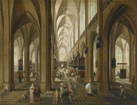 View of the Interior of Antwerp Cathedral by Pieter Neefs I — hand-painted architectural oil painting reproduction on canvas