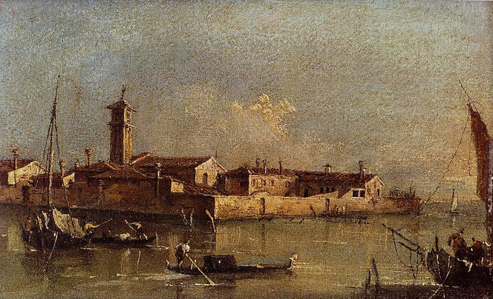 View of the Island of San Michele near Murano, Venice by Francesco Guardi — hand-painted landscape oil painting reproduction on canvas