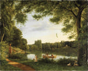 View of the Lake of Ermenonville by Jean-Joseph-Xavier Bidauld — hand-painted botanical oil painting reproduction on canvas