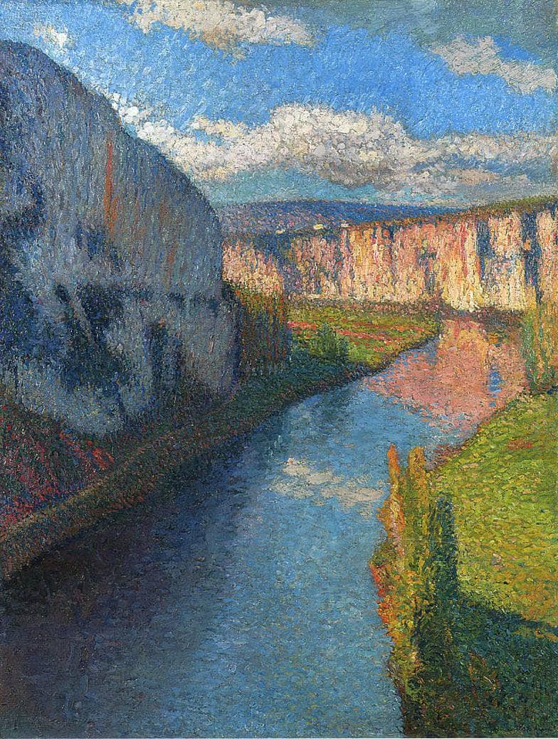 View of the Lot of Saint Cirq Lapopie by Henri Martin — hand-painted botanical oil painting reproduction on canvas