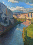 View of the Lot of Saint Cirq Lapopie by Henri Martin — seascapes oil painting wall art, Divisionism