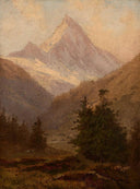 View of the Matterhorn by Ernst Meyer — hand-painted landscape oil painting reproduction on canvas