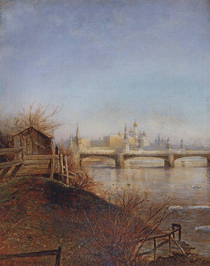View of the Moscow Kremlin by Aleksey Savrasov — hand-painted landscape oil painting reproduction on canvas