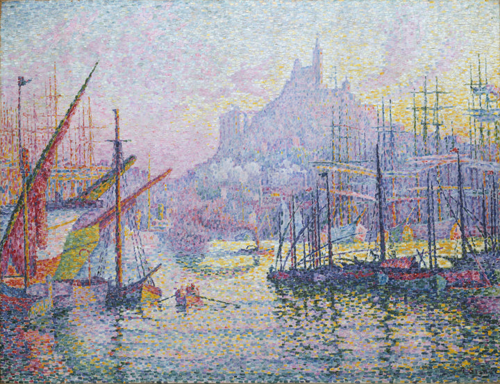 View of the Port of Marseilles by Paul Signac — hand-painted architectural oil painting reproduction on canvas