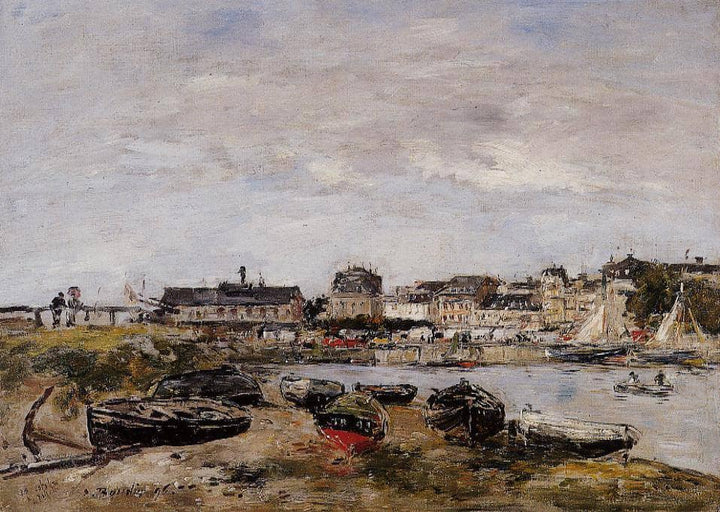 View of the Port, Trouville by Eugene Boudin — hand-painted landscape oil painting reproduction on canvas