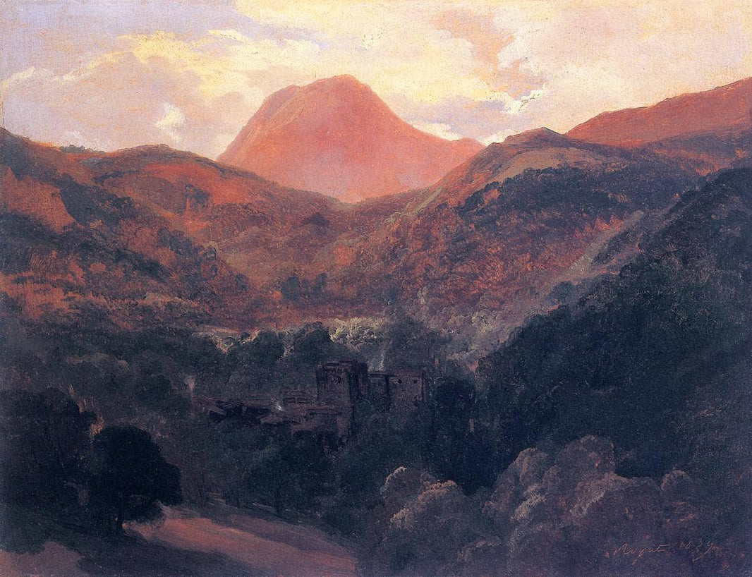 View of the Puy de Dôme and Royat by Theodore Rousseau — hand-painted eco oil painting reproduction on canvas