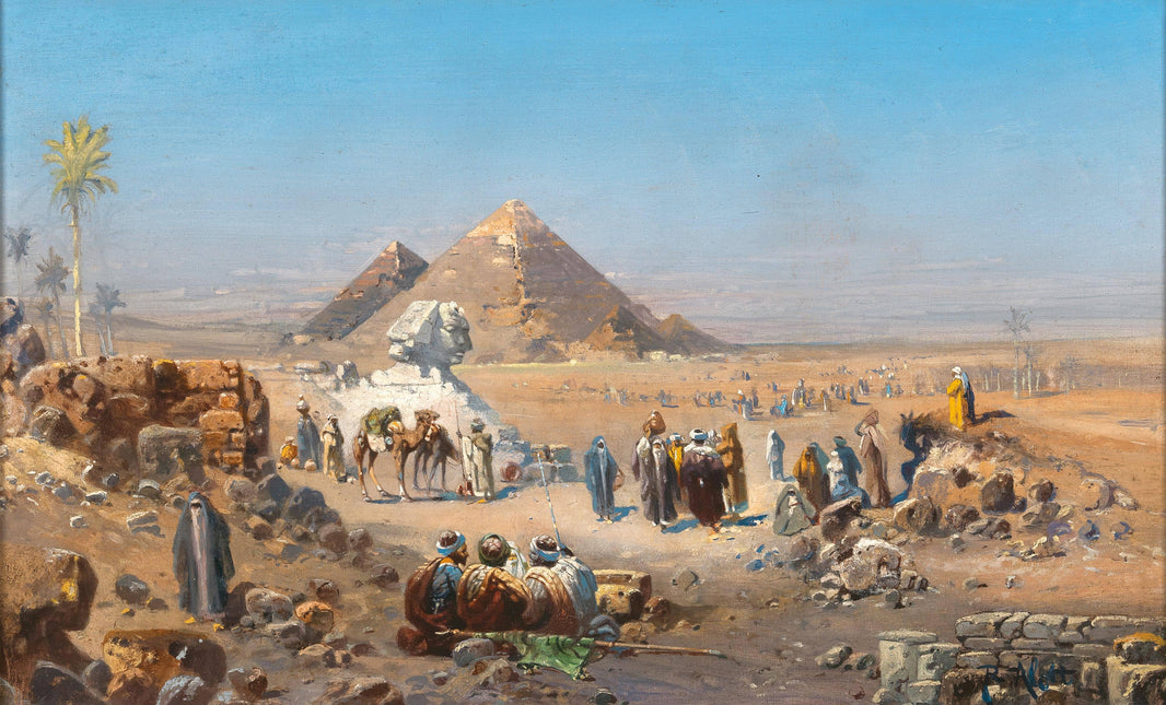 View of the Pyramids of Giza by Robert Alott — hand-painted cultural oil painting reproduction on canvas