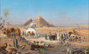 View of the Pyramids of Giza by Robert Alott — mountain oil painting wall art, Orientalism
