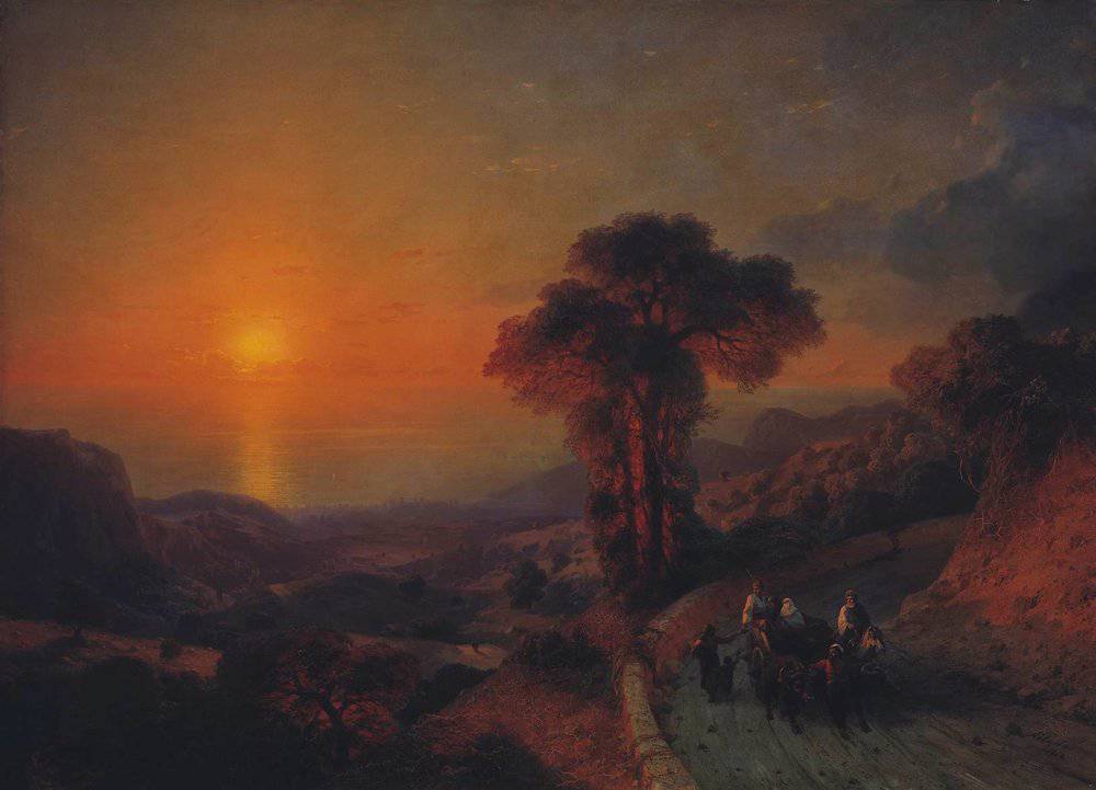 View of the Sea from the Mountains at Sunset. Crimea - Ivan Aivazovsky