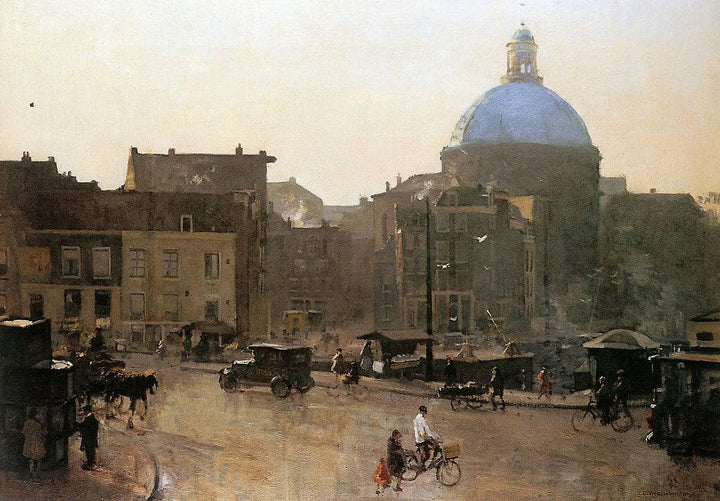 View Of The Singel, Amsterdam, With The Koepelkerk Beyond by Cornelis Vreedenburgh — hand-painted architectural oil painting reproduction on canvas