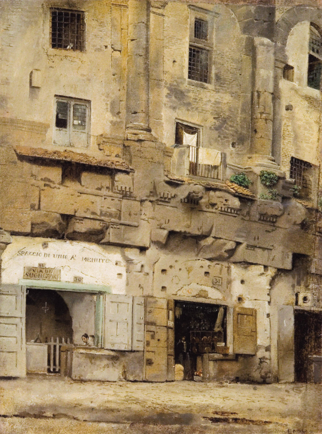 View of the Teatro Marcello in Rome by Ernst Meyer — hand-painted architectural oil painting reproduction on canvas