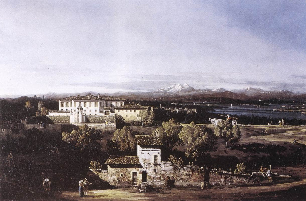 View of the Villa Cagnola at Gazzada neVarese by Bernardo Bellotto — hand-painted landscape oil painting reproduction on canvas