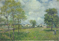 View of the Village by Alfred Sisley — hand-painted botanical oil painting reproduction on canvas