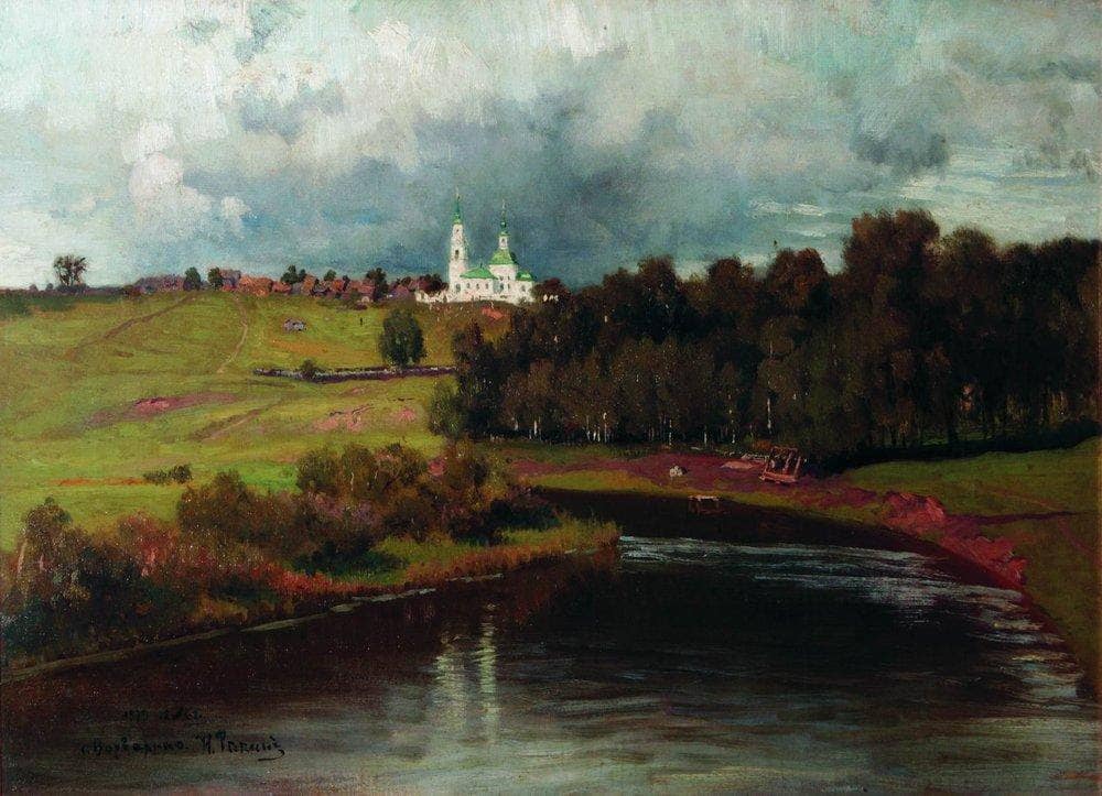 View of the village Varvarino by Ilya Repin — hand-painted landscape oil painting reproduction on canvas