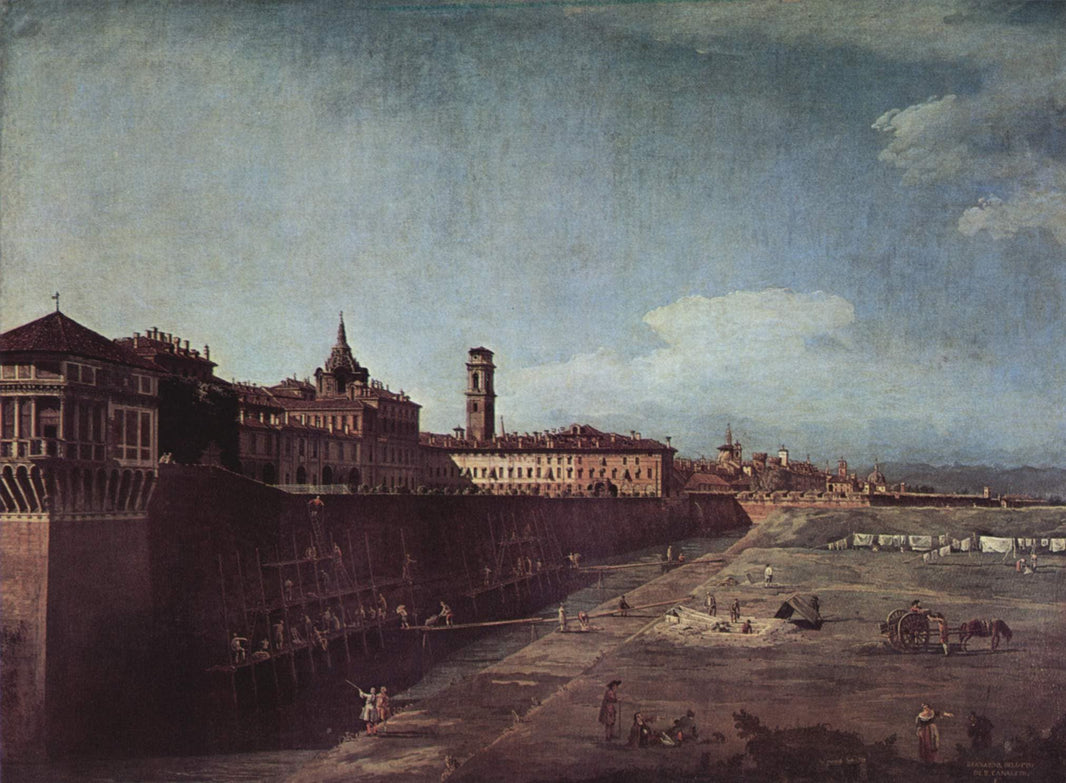 View of Turin from the Gardens of the Palazzo Reale by Bernardo Bellotto — hand-painted landscape oil painting reproduction on canvas