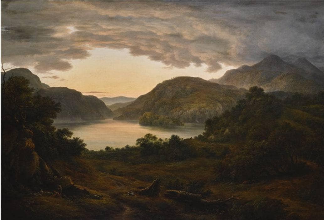 View of ullswater from gowbarrow fell - evening by John Glover — hand-painted landscape oil painting reproduction on canvas
