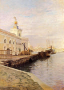 View Of Venice (The Dogana) by Julius LeBlanc Stewart — hand-painted architectural oil painting reproduction on canvas