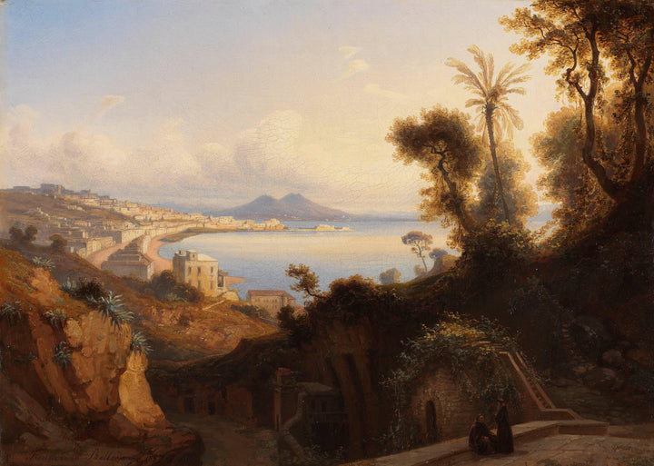 View of Vesuvius by Ferdinand Bellermann — hand-painted landscape oil painting reproduction on canvas