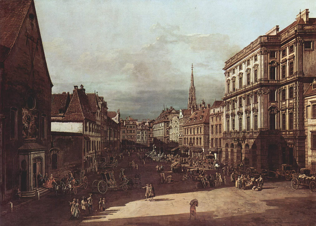 View of Vienna, flour market of Southwest seen from northeast by Bernardo Bellotto — hand-painted architectural oil painting reproduction on canvas