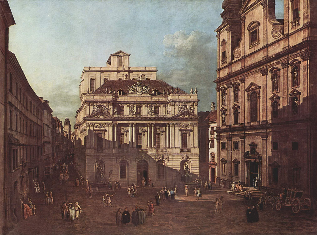 View of Vienna, square in front of the university, seen from the southeast off the great hall of the University by Bernardo Bellotto — hand-painted architectural oil painting reproduction on canvas