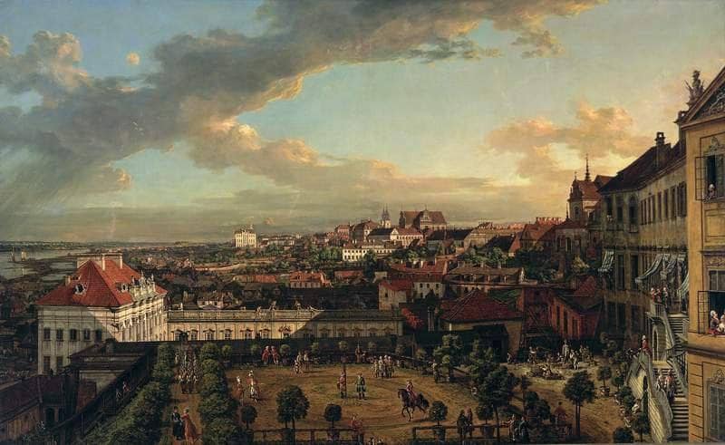 View of Warsaw from the terrace of the Royal Castle by Bernardo Bellotto — hand-painted architectural oil painting reproduction on canvas