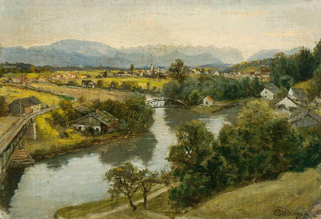 View of Wolfratshausen by Carl von Bergen — hand-painted landscape oil painting reproduction on canvas