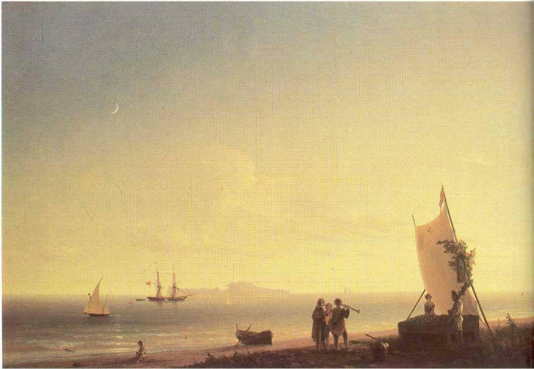 View on the Capri by Ivan Aivazovsky — hand-painted landscape oil painting reproduction on canvas