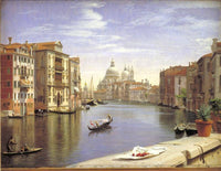 View over the Grand Canal in Venice. In the distance the church Santa Maria della Salute by P. C. Skovgaard — hand-painted landscape oil painting reproduction on canvas