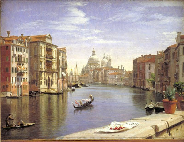 View over the Grand Canal in Venice. In the distance the church Santa Maria della Salute