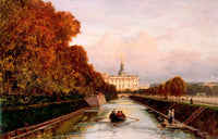 View to Michael's Castle in Petersburg from Lebiazhy Canal by Alexey Bogolyubov — hand-painted architectural oil painting reproduction on canvas