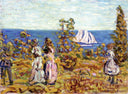 Viewing the Sailboat by Maurice Prendergast — ships oil painting wall art, Post Impressionism