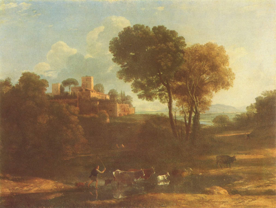 Villa in the Roman Campagna by Claude Lorrain — hand-painted animal oil painting reproduction on canvas