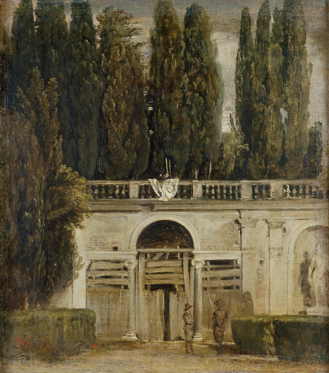 Villa Medici in Rome (Facade of the Grotto Logia) by Diego Velazquez — hand-painted architectural oil painting reproduction on canvas