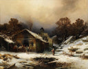 Village by Albert Zimmermann — hand-painted landscape oil painting reproduction on canvas