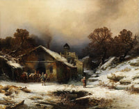 Village by Albert Zimmermann — hand-painted landscape oil painting reproduction on canvas